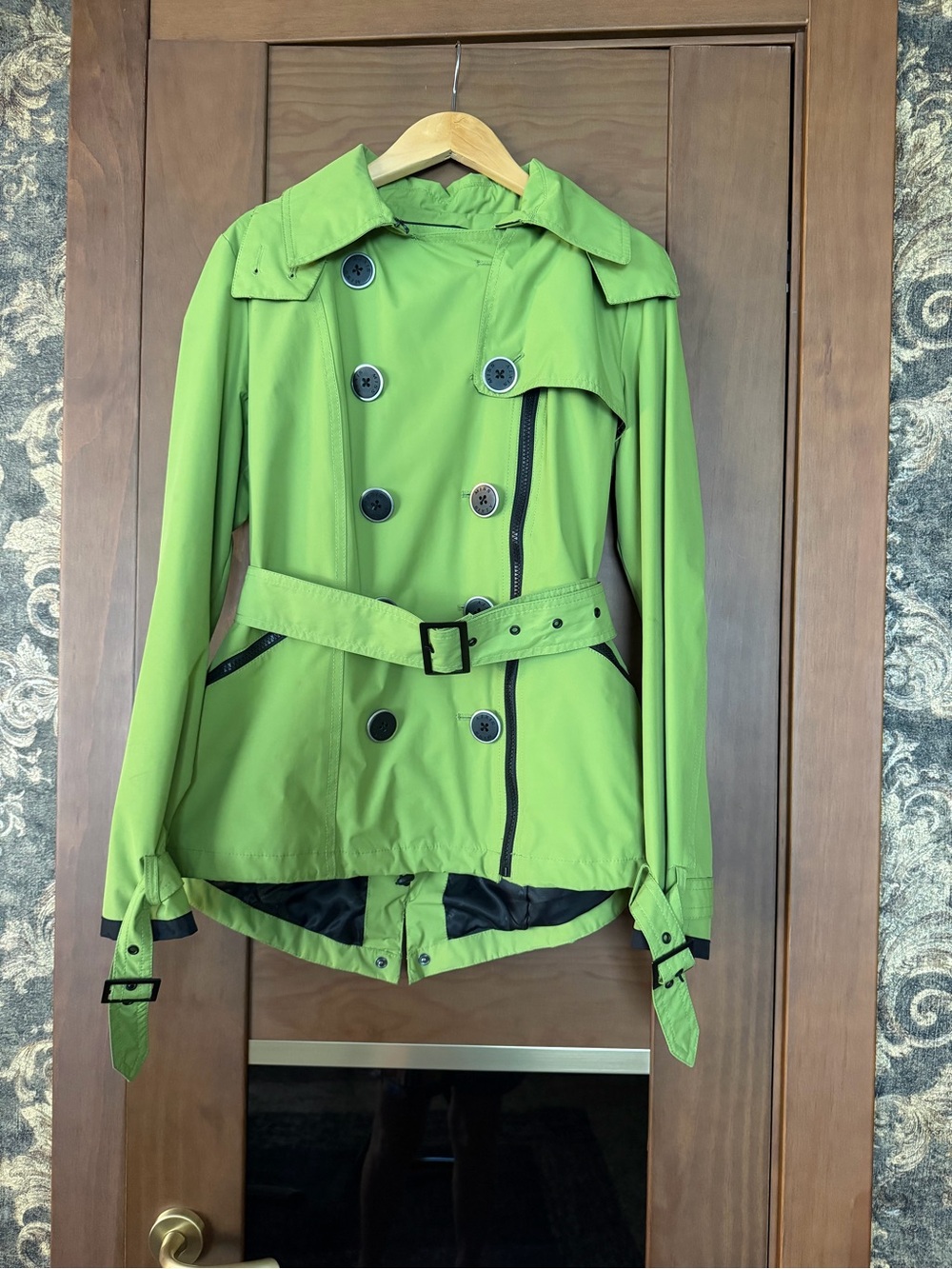 Miss Sixty Lime Green Double-Breasted Trench Coat